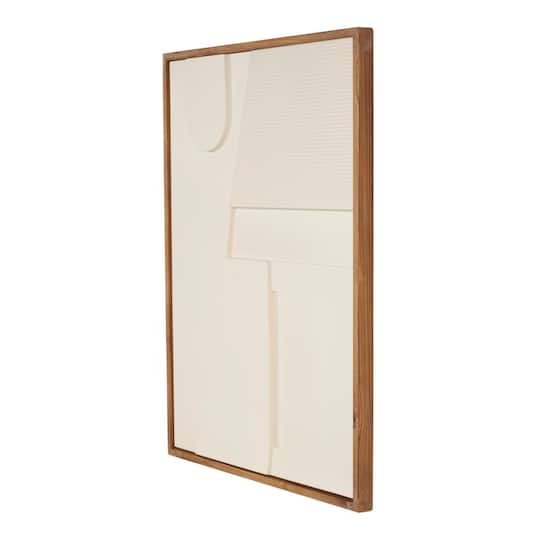 24" x 31" Cream Geometric Dimensional Art Deco Arched Wood Wall Décor with Brown Frame